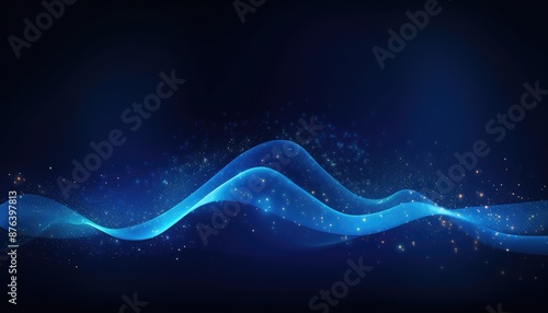 Abstract blue wavy background. Futuristic technology style. Vector illustration.