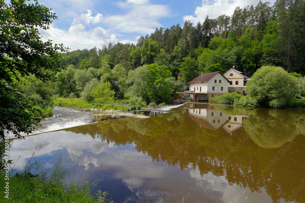 Fototapeta premium small house on the river