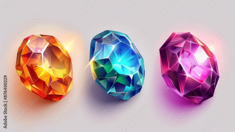 Gem illustration. Beautiful gems set Gem illustration. Beautiful gems set