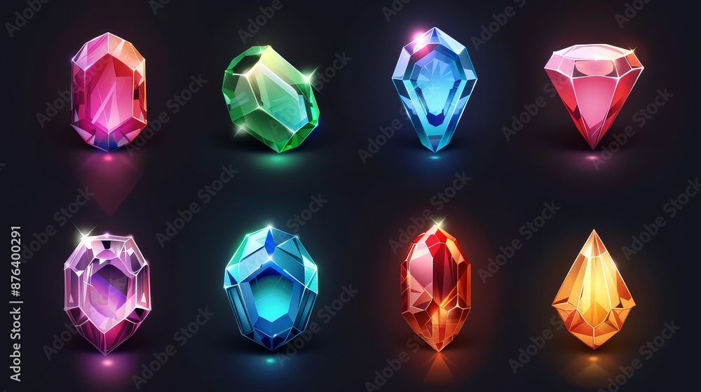 Fototapeta premium Gem illustration. Beautiful gems set
