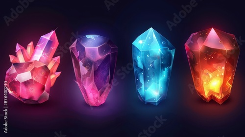Gem illustration. Beautiful gems set
