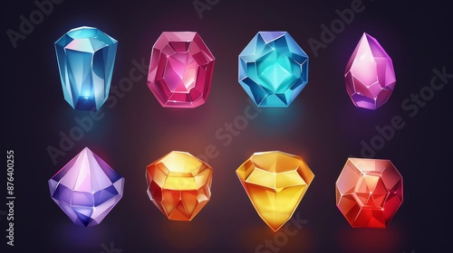 Gem illustration. Beautiful gems set