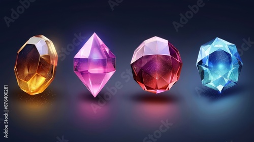 Gem illustration. Beautiful gems set