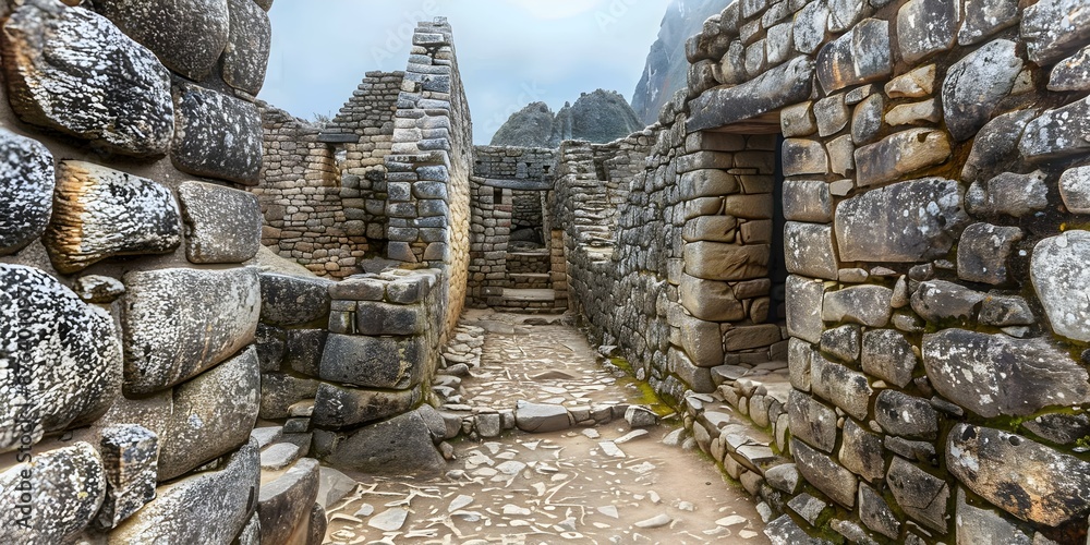 Exploring Machu Picchu Ancient Inca Ruins by Day. Concept Machu Picchu ...
