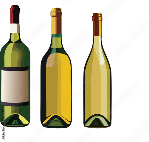 Illustration of Wine Bottles. Clipart