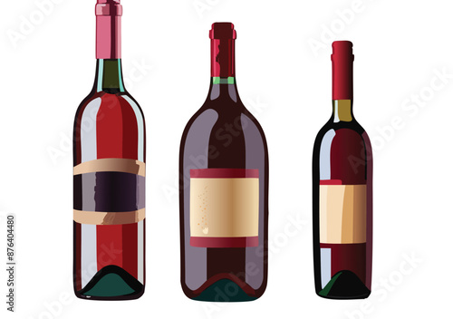 Illustration of Wine Bottles. Clipart