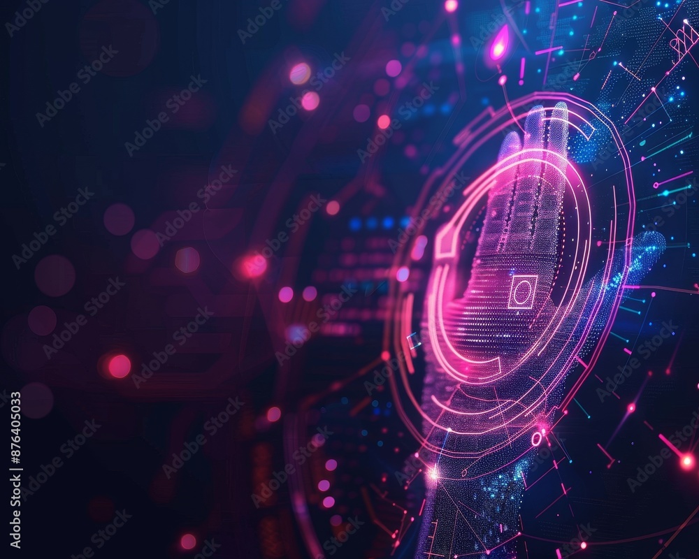 Obraz premium Secure erp login with 2fa and fingerprint cybersecurity banner for professional online connection
