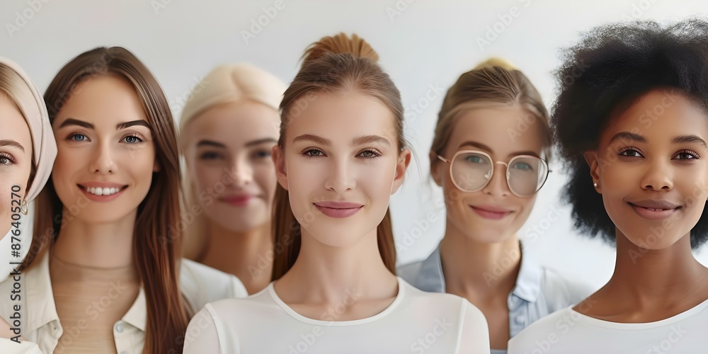 Diverse group of confident women stand together celebrating empowerment and equality. Concept Empowerment, Diversity, Women's Rights, Sisterhood, Equality Diverse group of confident women stand together celebrating empowerment and equality. Concept Empowerment, Diversity, Women's Rights, Sisterhood, Equality
