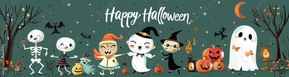 Happy Halloween greetings template vector. Vector illustration.
Happy Halloween greetings template vector. Vector illustration.