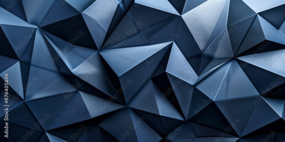 Abstract geometric pattern with dark blue polygonal shapes. Stunning 3D background and futuristic texture showing sharp angular forms and intricate details concept