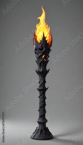 Spooky halloween fire torch with halloween on light background