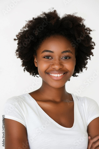 Portrait of a beautiful young african american woman smiling at camera