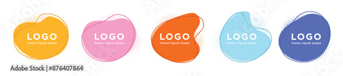 Blob liquid shapes colorful halftone circle logo design template isolated