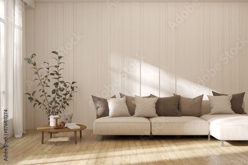 Foto White living room with sofa