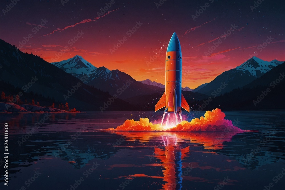 Naklejka premium Rocket Launching