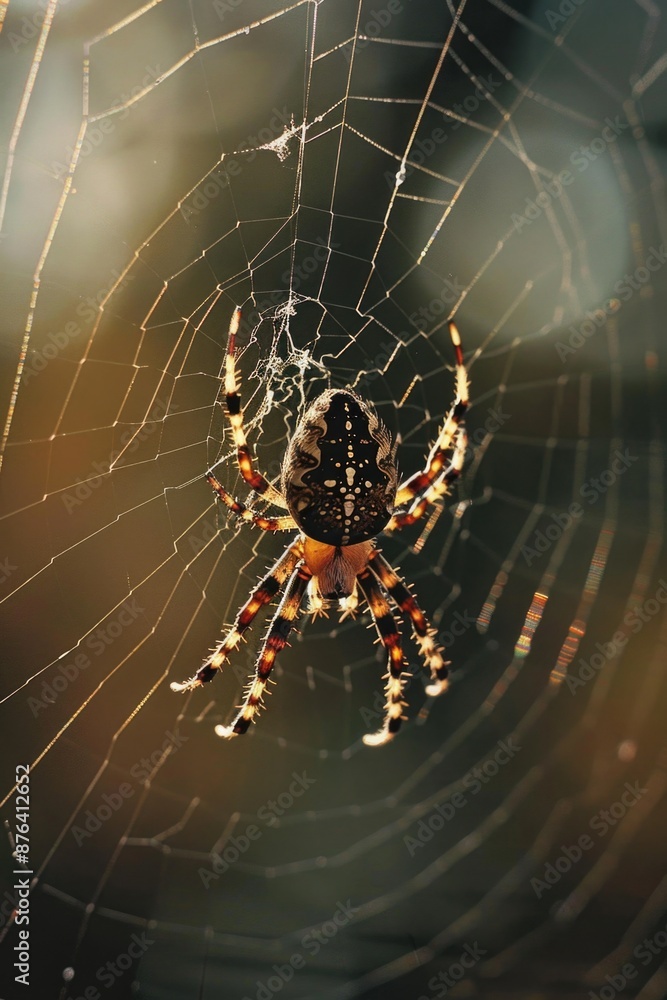 A spider sits in the middle of its web, ready to catch prey A spider sits in the middle of its web, ready to catch prey