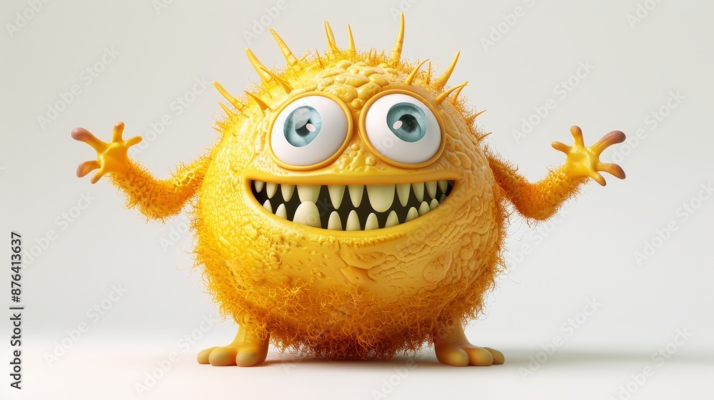 3D yellow funny cartoon monster 3D yellow funny cartoon monster