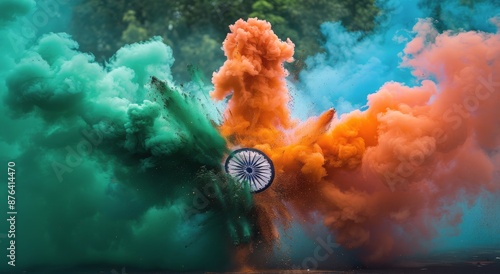Indian Flag Colors Exploding in Ink Clouds
