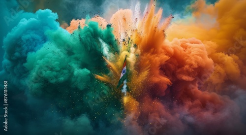 Indian Flag Colors Exploding in Ink Clouds