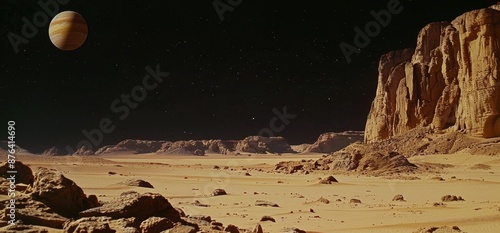 A Distant Planet With a Large Moon in the Night Sky