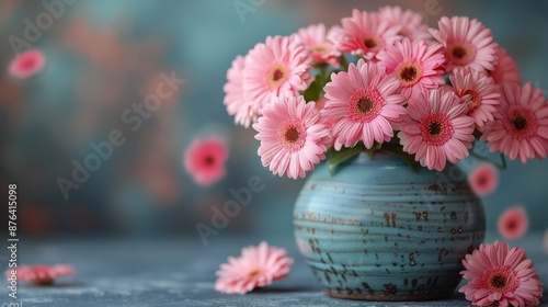 Wallpaper Mural Pink Flowers in Glass Vase on Wooden Table in Sunlit Room Torontodigital.ca