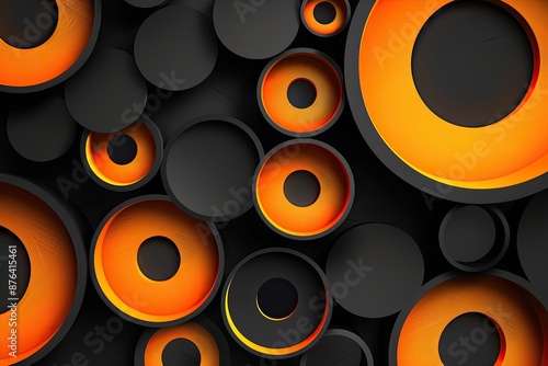 Abstract background in black and orange with overlapping circles photo