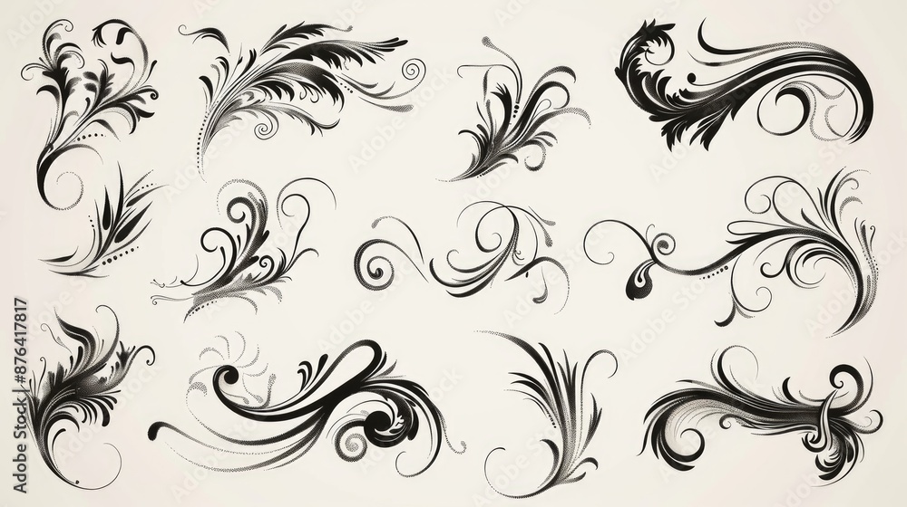 Collection of 16 calligraphic design elements for your designs Collection of 16 calligraphic design elements for your designs