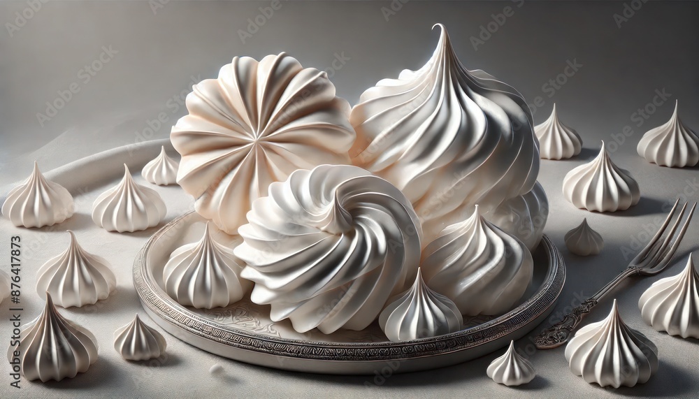 Elegant White Meringues: Delicate and Fluffy Confections for Gourmet Dessert Lovers Elegant White Meringues: Delicate and Fluffy Confections for Gourmet Dessert Lovers