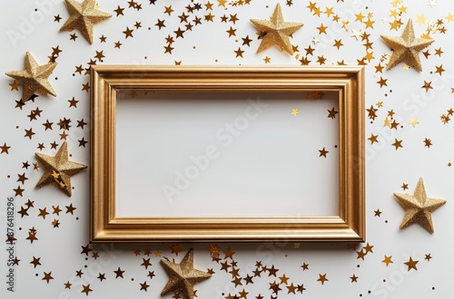 Golden Frame Surrounded by Gold Stars