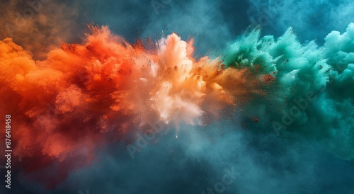 Indian Flag Exploding in Colorful Powder