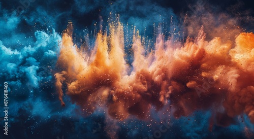 Indian Flag Exploding in Colorful Powder