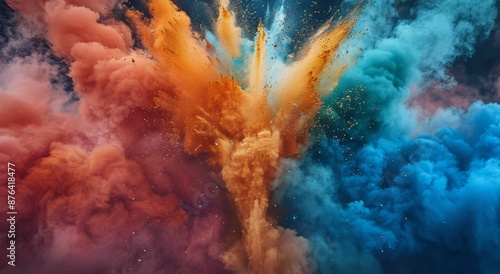 Indian Flag Exploding in Colorful Powder