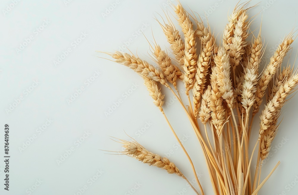 Golden Wheat Stalks on a White Background Golden Wheat Stalks on a White Background