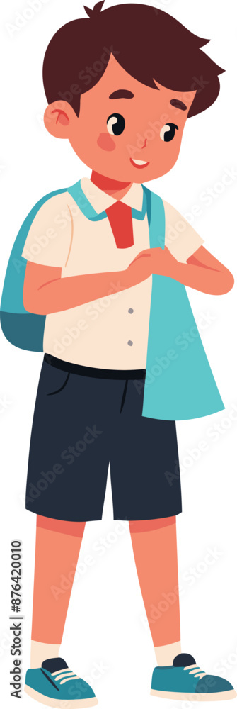 Full Body Photo of Student Putting On School Uniform Full Body Photo of Student Putting On School Uniform