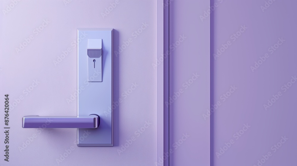 Purple door with modern handle and keyhole Purple door with modern handle and keyhole