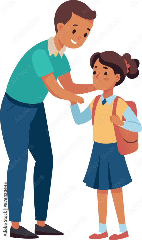Parent Helping Child with School Backpack for School Parent Helping Child with School Backpack for School