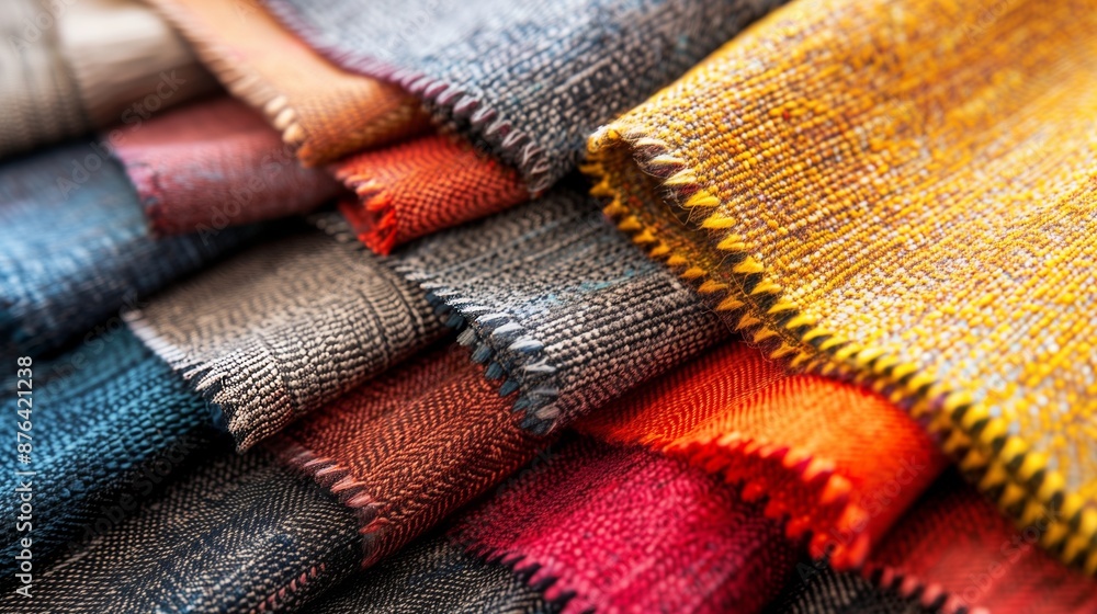 A diverse array of fabric swatches showcases a variety of colors and textures, from vibrant hues to muted tones. A diverse array of fabric swatches showcases a variety of colors and textures, from vibrant hues to muted tones.