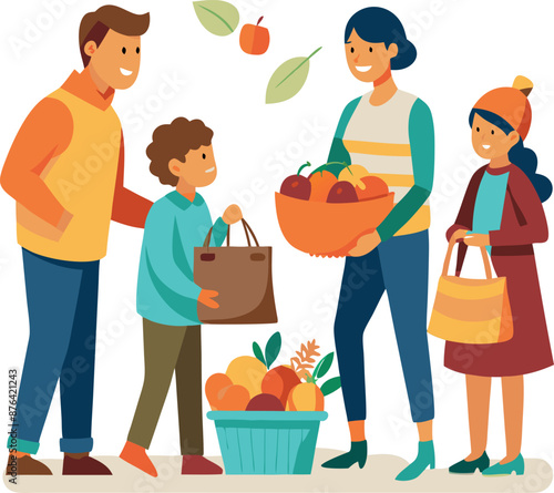 Family Enjoying a Visit to a Fall Farmers Market