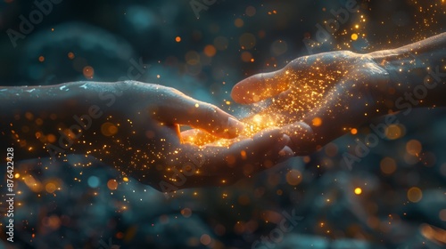 Two Hands Holding A Small Flame In The Evening