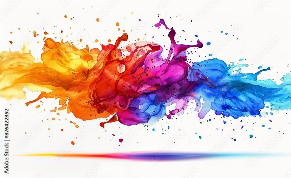 Colorful Liquid Splashes Against White Background Colorful Liquid Splashes Against White Background