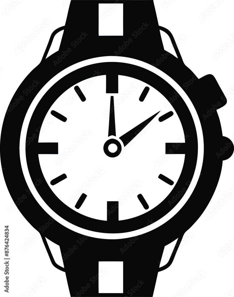Hand watch illustration black and white Hand watch illustration black and white