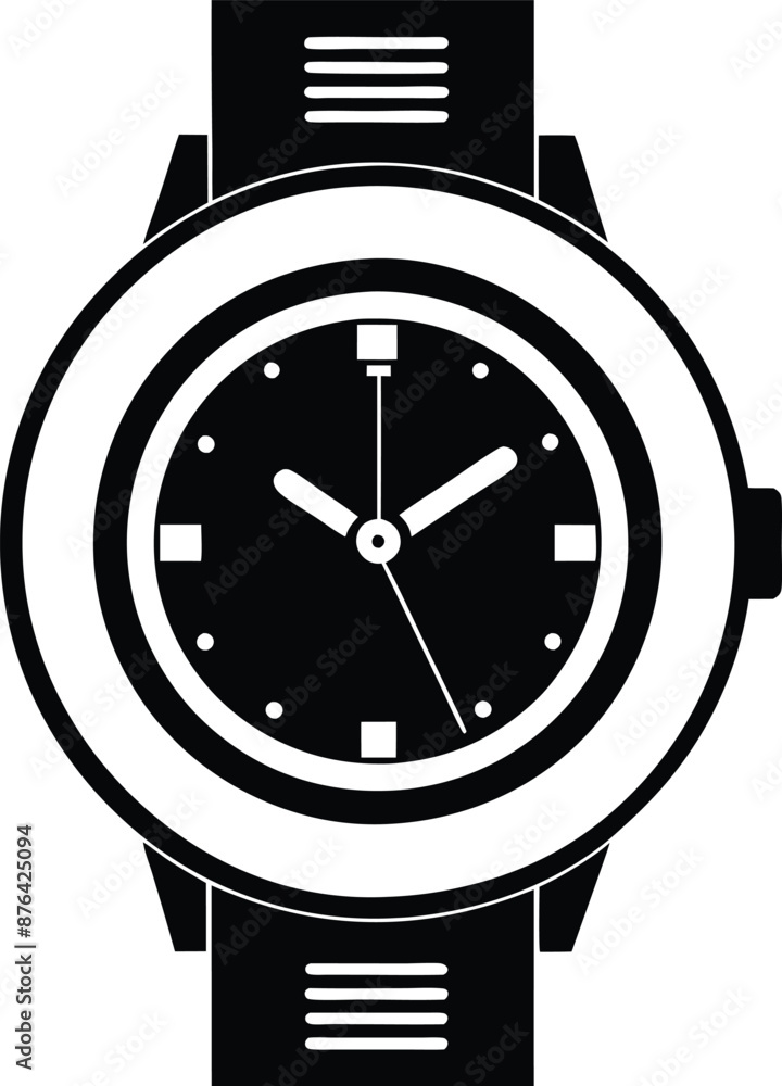 Hand watch illustration black and white Hand watch illustration black and white