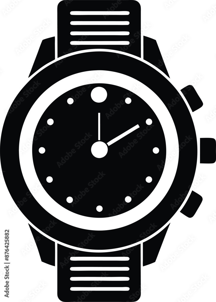 Hand watch illustration black and white Hand watch illustration black and white