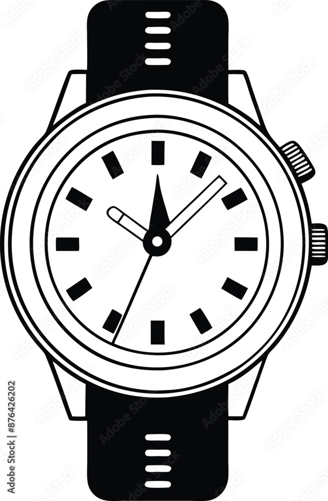Hand watch illustration black and white Hand watch illustration black and white