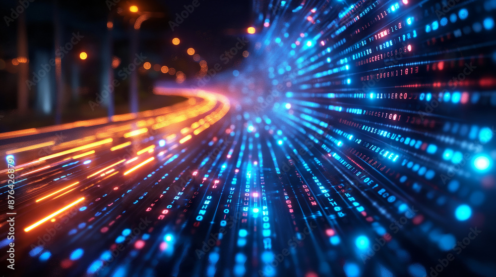 Data technology digital light bokeh neon abstract speed lines motion glow matrix Data technology digital light bokeh neon abstract speed lines motion glow matrix