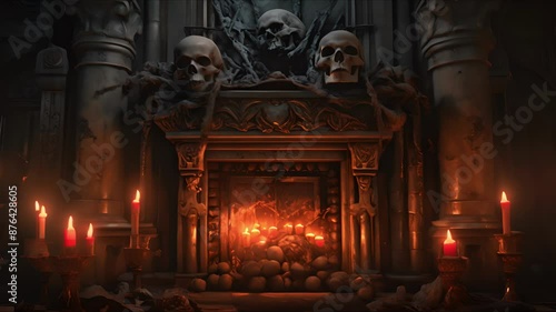 Wallpaper Mural Halloween background. Pumpkins, skulls, bats and scary elements. Halloween, witchcraft and magic concept. Torontodigital.ca