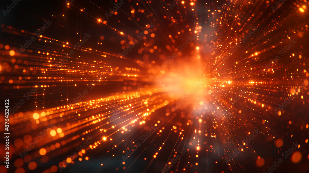 Abstract light bokeh with orange glow and sparkle effect creating a bright energy pattern