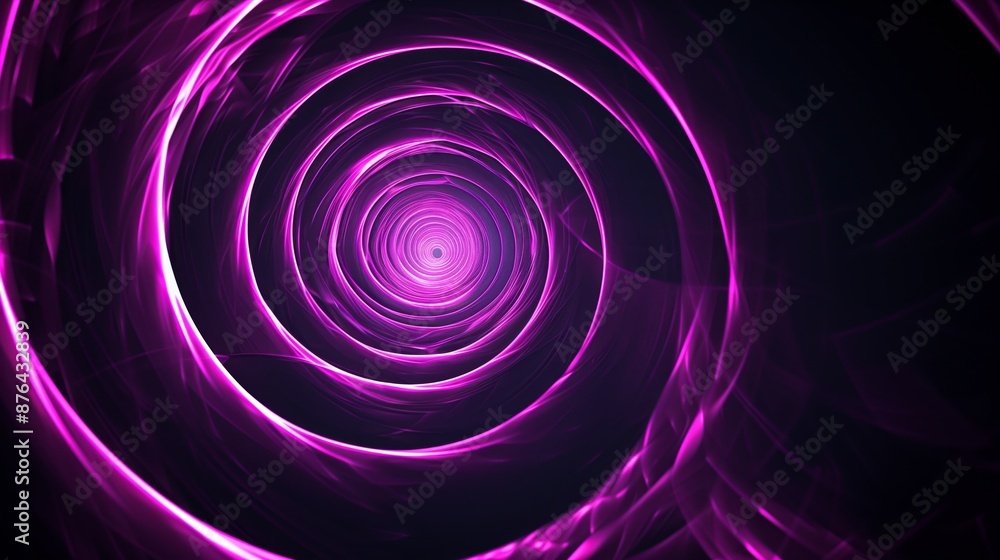 A flat and thin and long pink spiral with a black background. A flat and thin and long pink spiral with a black background.