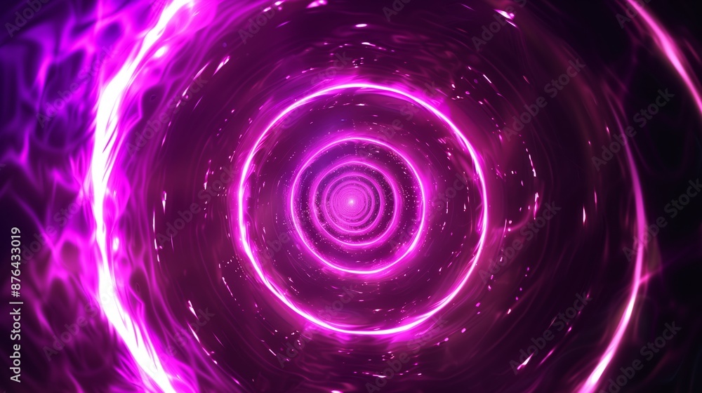 A flat and thin and long pink spiral with a black background. A flat and thin and long pink spiral with a black background.