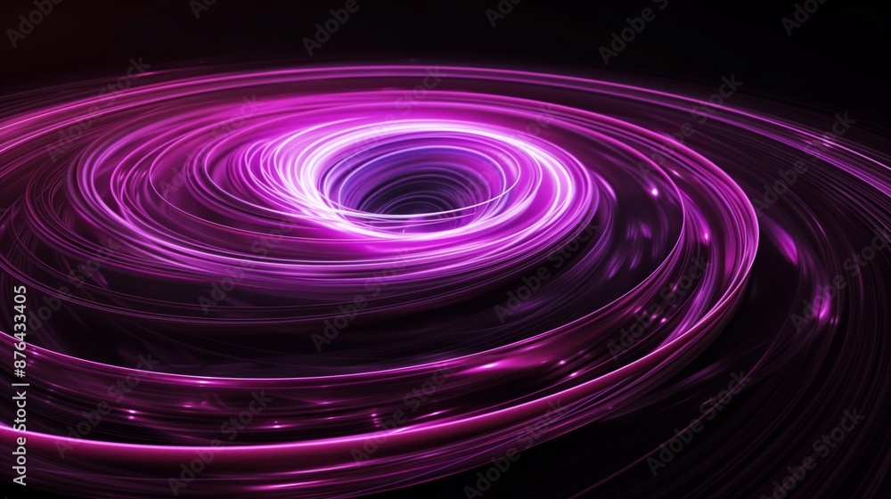 A flat and thin and long pink spiral with a black background. A flat and thin and long pink spiral with a black background.
